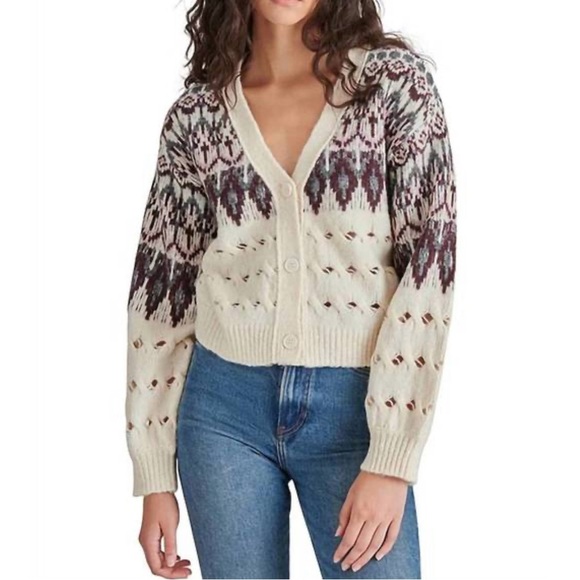 Steve Madden Irisa Cardigan V-Neck Casual Wool Travel Size Large NWT - Picture 3 of 12